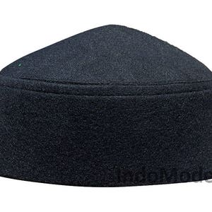 Black Faux Felt Layered Rigid ISLAMIC Fez Moor Tarboosh Handmade Tariqah Taj MUSLIM CAP Topi Pointed Soft Original Kufi Hat with Lining image 5