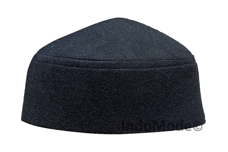 Black Faux Felt Layered Rigid ISLAMIC Fez Moor Tarboosh Handmade Tariqah Taj MUSLIM CAP Topi Pointed Soft Original Kufi Hat with Lining image 5