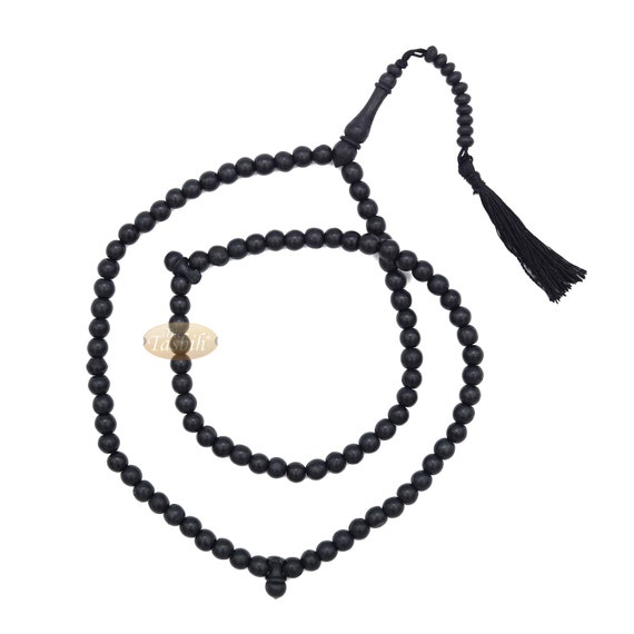 Black and Silver - Large Bead Tasbih Prayer Beads with Allah & Muhamma -  The Islamic Place