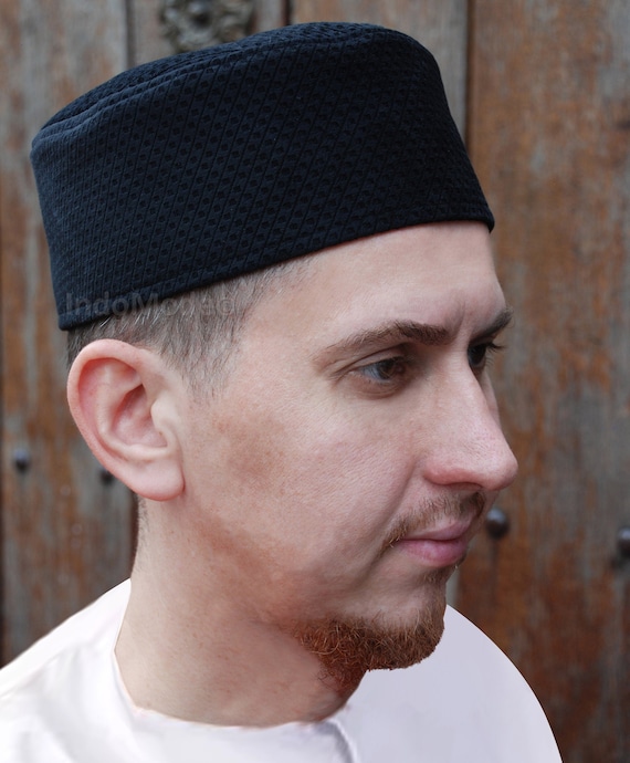 Black Kufi Hat Smooth Textured Velvet 