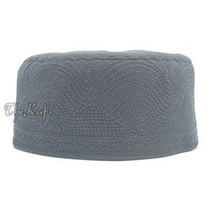 Dark Grey MUSLIM KUFI Madinah Hat Embroidered Double-layer Fabiric 3-3.5-Inch Islamic Attire Kufi Takke Kofia Cap Topi Taqiya TheKufi® image 6