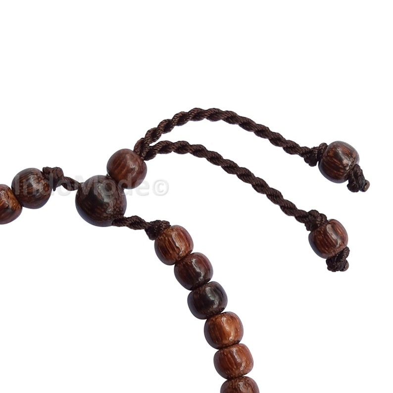 Wood Prayer Bead Tasbih Bracelets Set of Adjustable Small 6mm Tamarind and Ironwood Natural Dhikr Bracelet with 33 Beads Great for Travel image 2