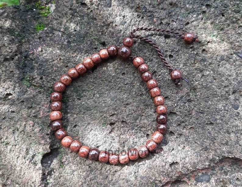 Handmade Small 33 Prayer Bead Exotic Tamarind Wood Tasbih Bracelet 6mm Round Beads