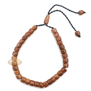 TheTasbih® Original Cylinder-shaped Bead Genuine Kuka Koka Seed 33-bead Tasbih Bracelet Muslim Prayer Rosary with 2 Cylinder Beads Stops image 1