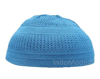 MUSLIM KUFI CAP Teal Blue Soft Cotton Stretch-knit Head Cover Hat Skully Skull Prayer Tupi Topi Koofy Beanie New Islamic Fashion Halal Drip