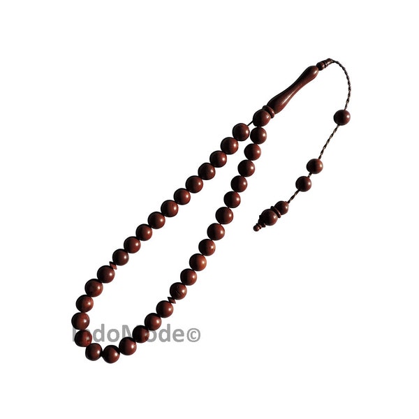 Hand-crafted Quality Round 33-Bead Turkish Koka with Natural Kuka Dark Brown Seed Islamic Prayer Beads Muslim Rosary- SHIP FROM TURKEY