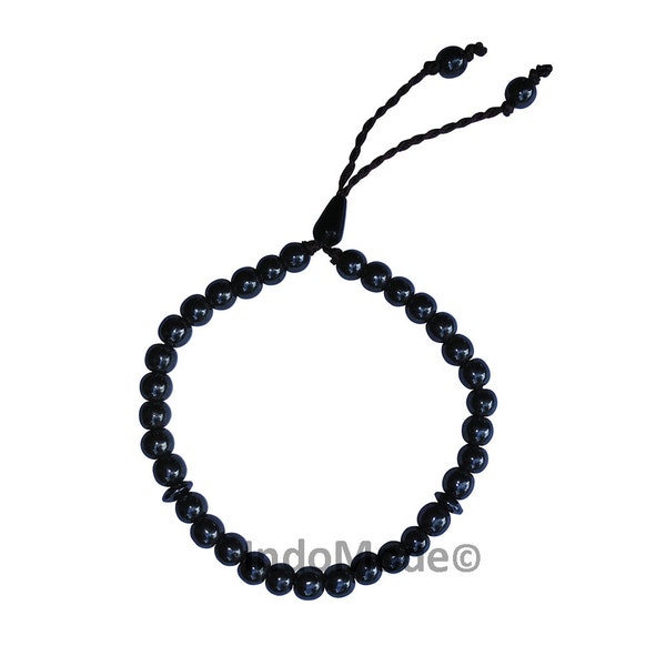 TheTasbih® Pulsera de 33 Cuentas de Oración Piedra de Hematina Natural Cuentas Redondas de 6mm con divisores Cuentas Oración Rosario Zikr