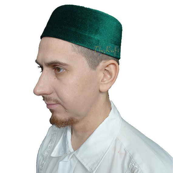 Chapeau Kufi en velours Vert foncé rond Kufi Sufi turc tchétchène style  doux couronne casquette de prière formelle et utilisation quotidienne  chapeau musulman fabriqué à la main - Etsy France