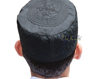 Black Fabric Muslim Hats Embroidered 3 