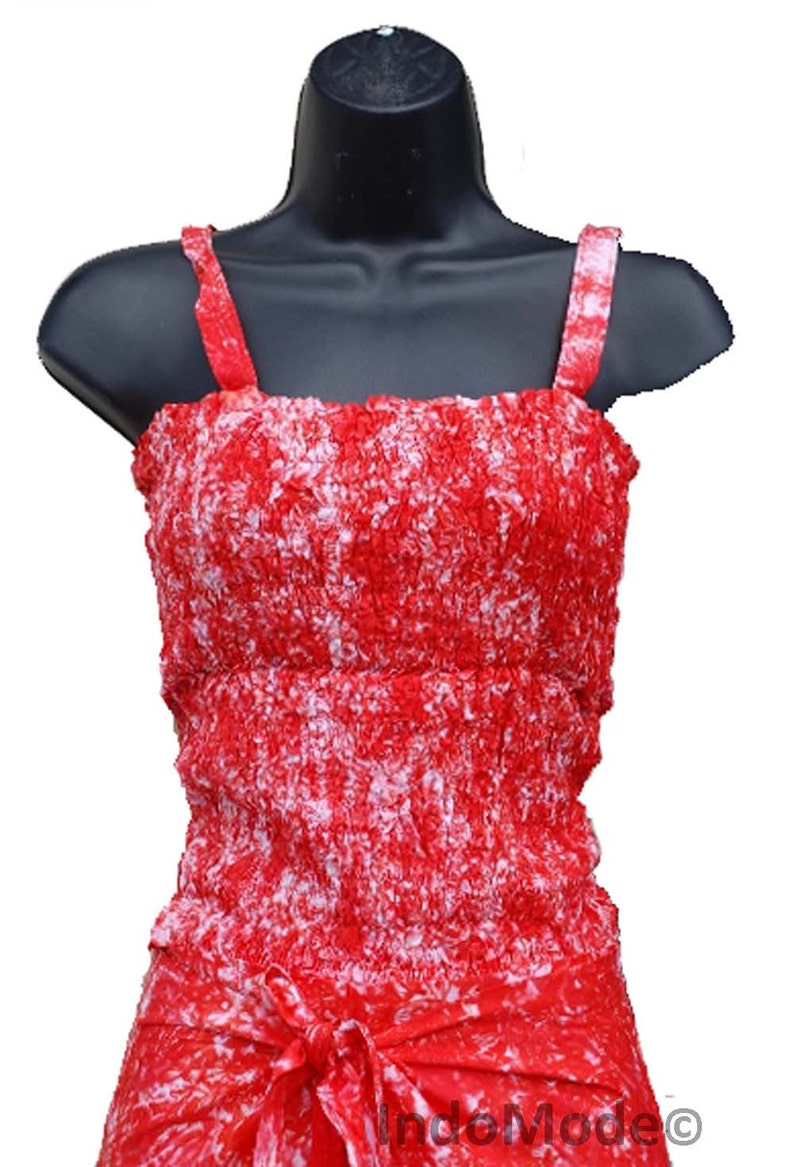 Red Tie-Dye Confortable Wrap Around Pants with FREE Shirred Top Summer Clothes