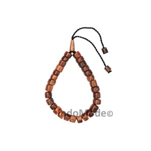 TheTasbih® Original Cylinder-shaped Bead Genuine Kuka Koka Seed 33-bead Tasbih Bracelet Muslim Prayer Rosary with 2 Cylinder Beads Stops image 2