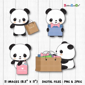 Sopping Clipart, Panda Clip Art, Panda Shopping, Cute Panda Clipart, Kawaii Panda, Kawaii Clipart, Kawaii Shopping, Shopping Clip Art