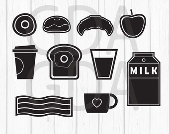 Breakfast Clip Art, Breakfast digital Clipart, Breakfast clipart, breakfast PNG, Breakfast PNG, Coffee, Milk, Juice, croissants, bread