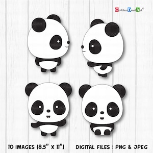 Cute Panda Clip Art, Panda Clip Art,Panda Clipart, Cute Panda Clipart, Kawaii Panda, Kawaii Clipart - pnd04