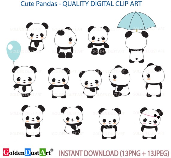 Cute Panda Clip Art Panda Clip ArtPanda Clipart Cute Panda | Etsy