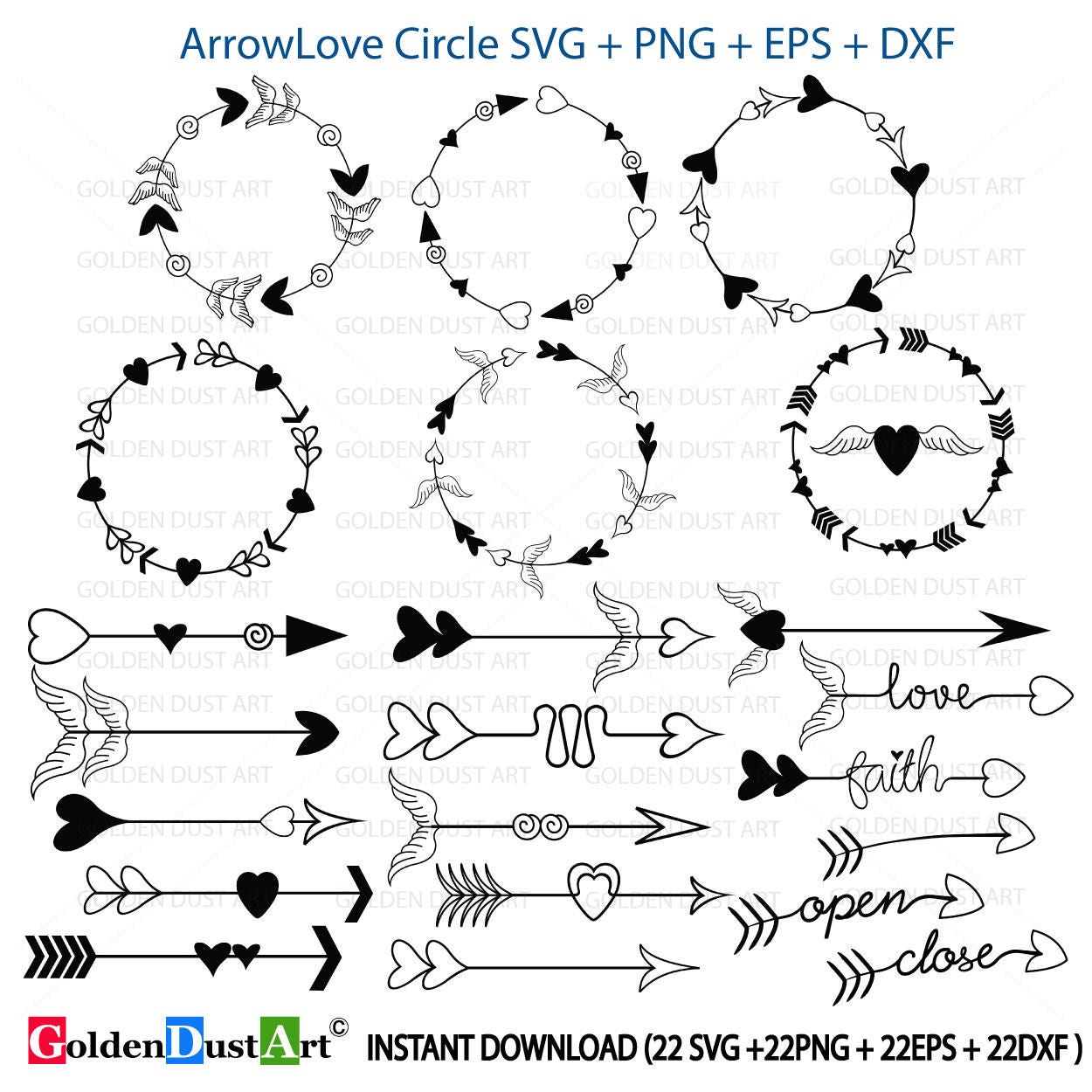 Download Arrow Circle SVG Arrow Heart Clip Art Set Arrow Words svg | Etsy