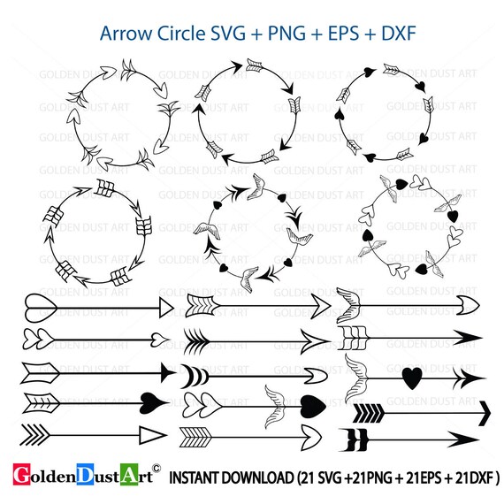 Download Arrow Circle Svg Arrow Heart Clip Art Set Arrow Svg Tribal Etsy