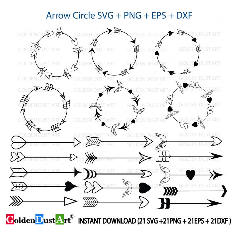 png Instant Download svg Arrow svg Tribal svg eps Arrow svg Arrow Heart Clip Art Set Love svg Arrow Circle SVG dxf