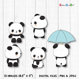 Cute Panda Clip Art, Panda Clip Art,Panda Clipart, Cute Panda Clipart, Kawaii Panda, Kawaii Clipart - pnd02