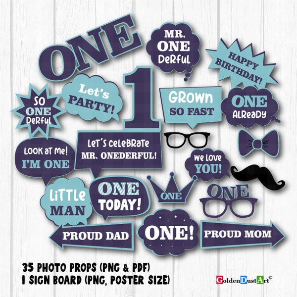 Boy 1st Birthday photo booth props, Little man Photo Booth props, First Birthday, Boy Birthday Party Props, Little Man Mustache Photo Props