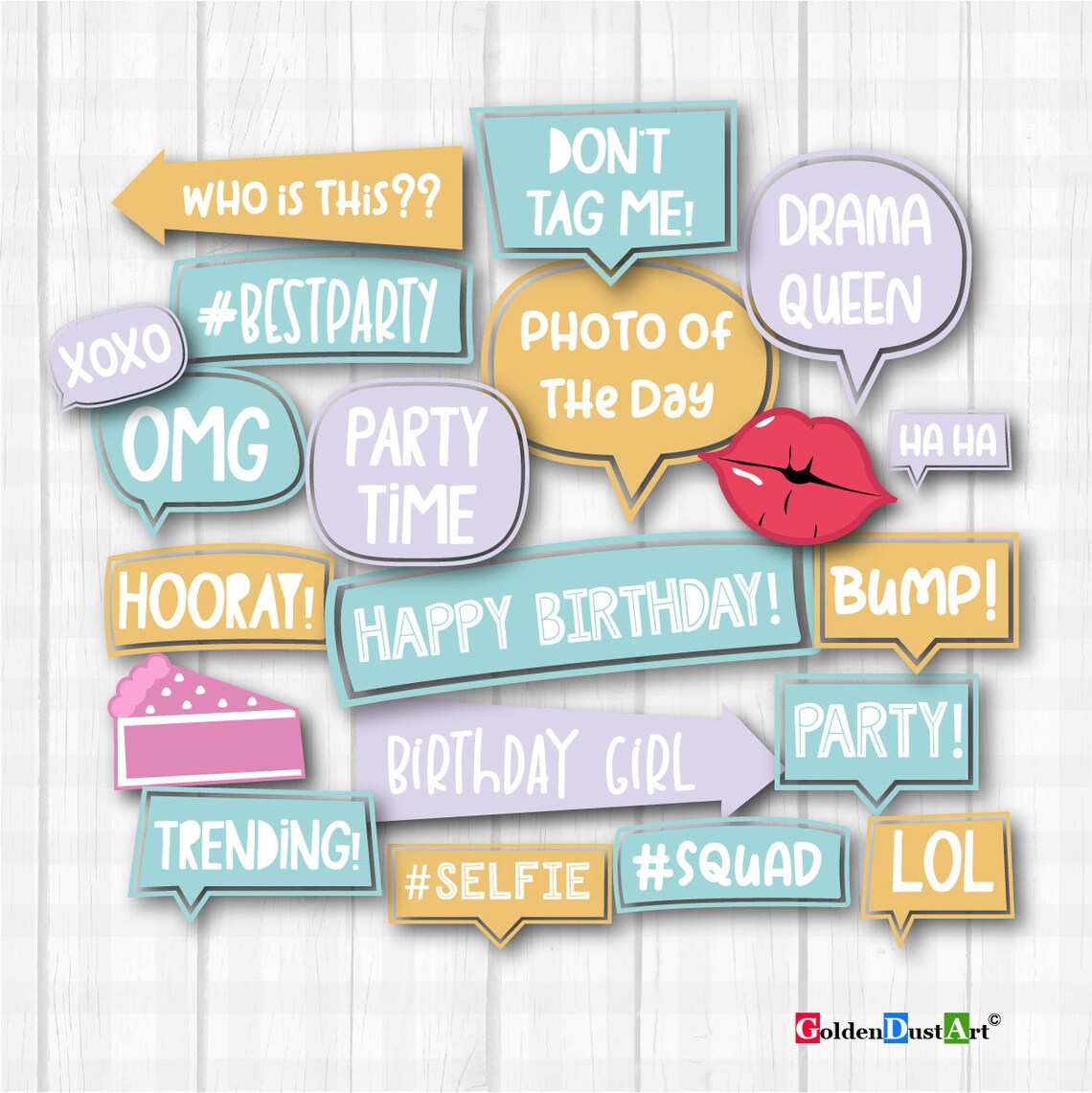Birthday Party Photo Booth Props, Birthday Party Props, Birthday Party Props, Birthday Girl ...