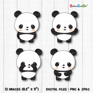 Panda Clip Art, Panda Clip Art, Panda Clipart, Cute Panda, Kawaii Panda, Kawaii Clip Art, Baby Panda Clipart - pnd03