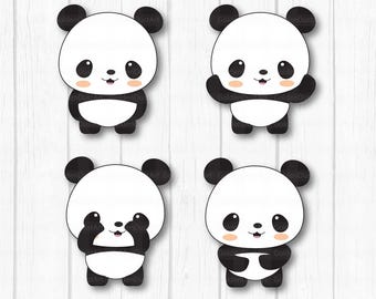 Panda Clip Art, Panda Clip Art, Panda Clipart, Cute Panda, Kawaii Panda, Kawaii Clip Art, Baby Panda Clipart - pnd03