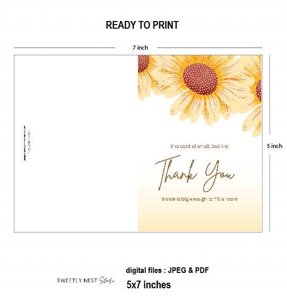 Floral Thank You Card | 5x7 Inch Printable | Instant Download | PNG ...
