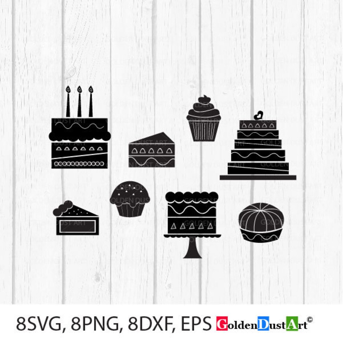 Cakes SVG Cake Clip Art Set Cake Vector Cake Silhouette Etsy
