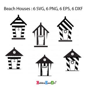 Beach House SVG, Beach House Clip Art Set, Instant Download svg, eps, png, dxf