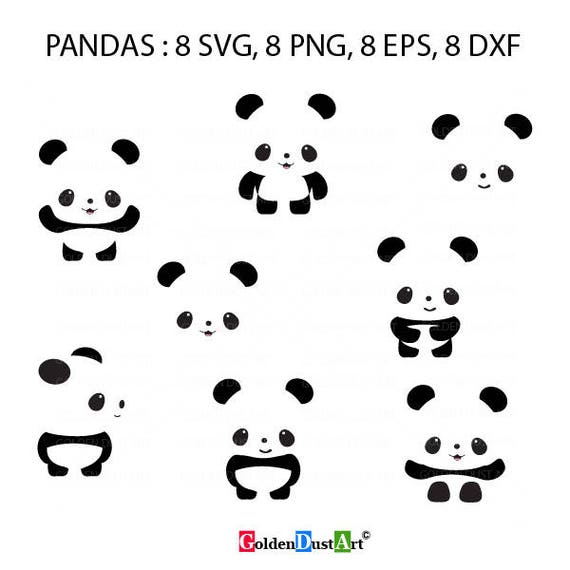 Panda  SVG, Panda Clip Art Set, Panda, Instant Download svg, png, eps, dxf