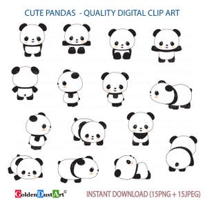 Premium Vector Clipart - Kawaii Panda - Cute Pandas Planner Addict Clipart  - Panda Loves Planning - Instant Download - Kawaii Clipart