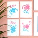 Verzameling van 4 Monster Vingerpop Risoprints / Ondertekende A6 Riso Prints / 2 Kleuren / Risograph / Kitsch Toy Wall Art / Pop Art / Retro Art