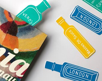 Handprinted Vintage Bottle Bookmarks: Screenprint Paper Bookmark