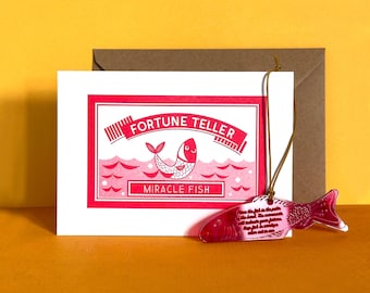 Miracle Fish Riso Card and Fortune Teller Acrylic Decoration Gift Set