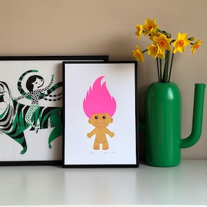 Serigrafía de Trolls de neón: Arte A4 de edición limitada firmado