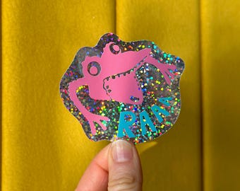 Monster Holographic Sticker: Vintage Toy Vinyl Decal