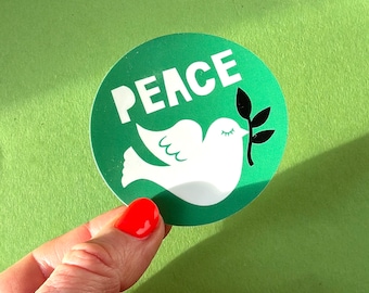 Peace Dove Charity Sticker / Full colour custom shaped Eco sticker / Stick on laptop, phone, bottle, pencil case 100% to charity