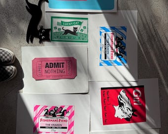 SECONDS /  Large Screenprints and Risoprints including new Claws, Original Admit Nothing, Kraken neon pink, Rebel Girl