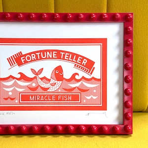 Stampa Riso Miracle Fish / Risograph / Pesce cartomante / Arte murale retrò A4 / Pop Art / Mezzitoni / Arte kitsch / 100% riciclato 300 gsm