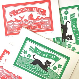 Miracle Fish Riso Print: Retro Fortune Teller Kitsch Art (A4) image 6