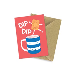 Thee en koekjes Dip Dip wenskaart / verjaardagskaart / meisje / jongen / vriend / vriend / vriendin / kind / baby / blanco binnenin