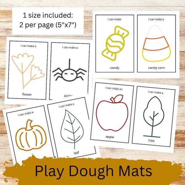 Fall Play Dough Sets Play Dough Mat Printable Play Doh Mats Homeschool Printables Montessori Toddler Activities Nature PlayDoh Mats for Play