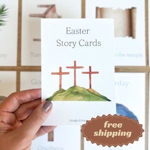 Paasverhaalkaarten Christelijke paas-flashcards Easter Basket Stuffers Paasafdrukken Decor Paasverhaal Heilige Week Educatieve kaarten voor Pasen