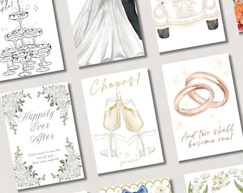 Cartões de casamento Love You Cartões de felicitações minimalistas Cartões de notas em branco Cartão de casamento feito à mão Vários designs Pacote de papelaria para casamento Casamento