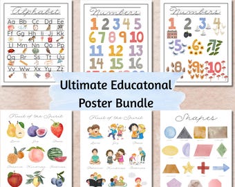 Cartazes educativos, impressões educacionais cristãs para crianças, recursos de aprendizagem, download instantâneo, impressões de parede de aprendizagem para crianças
