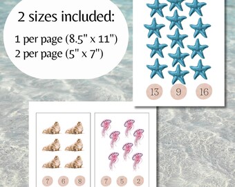 Ocean Count And Clip Cards Counting Activity Ocean Flashcard Bundle Elementary Activities Montessori Early Education Count and Match