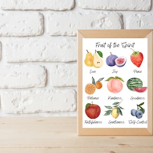 Fruit of the Spirit Poster Homeschool Christian Decor Montessori Learning Calming Corner Poster of Emotions Christian Wall Art Fruit
