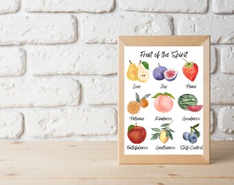 Fruit of the Spirit Poster Homeschool Christian Decor Montessori Learning Calming Corner Poster of Emotions Christian Wall Art Fruit