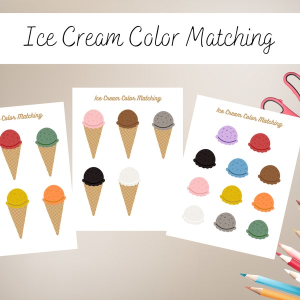 Ice Cream Color Matching Toddler Color Sorting Montessori Toddler Activities Learning Colors Worksheet Preschool Learning Printable